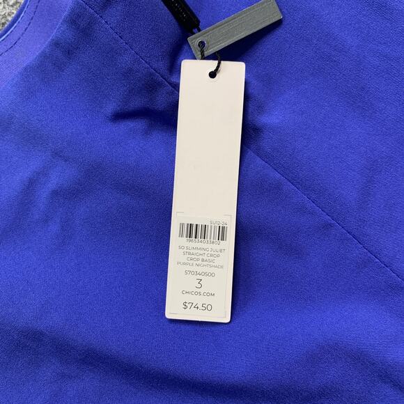 Chicos Pants Womens 16 Purple Nightshade So Slimming Juliet Straight Leg Cropped - Picture 3 of 13